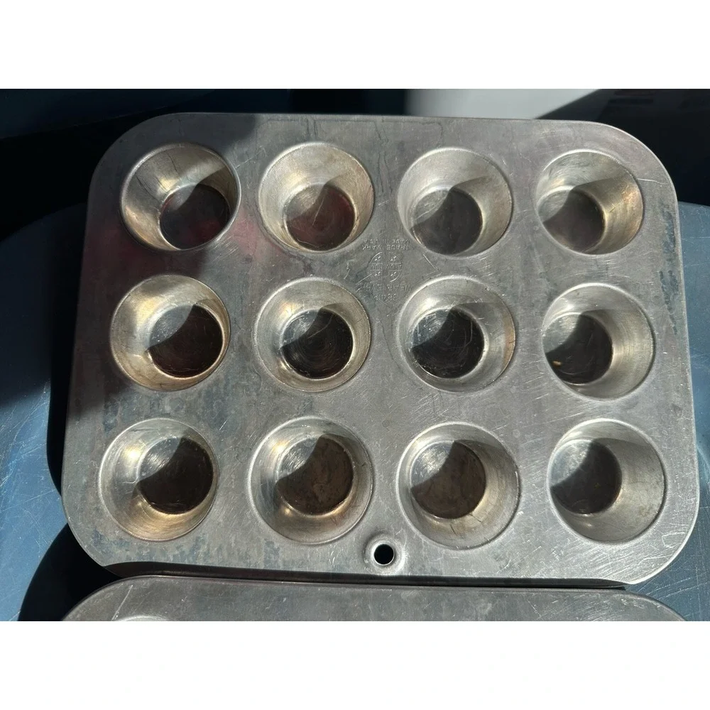 3 Vtg Wear Ever Mini Muffin Tin Pan Aluminum Tart Cupcake 12 Holes 1‎ 3/4